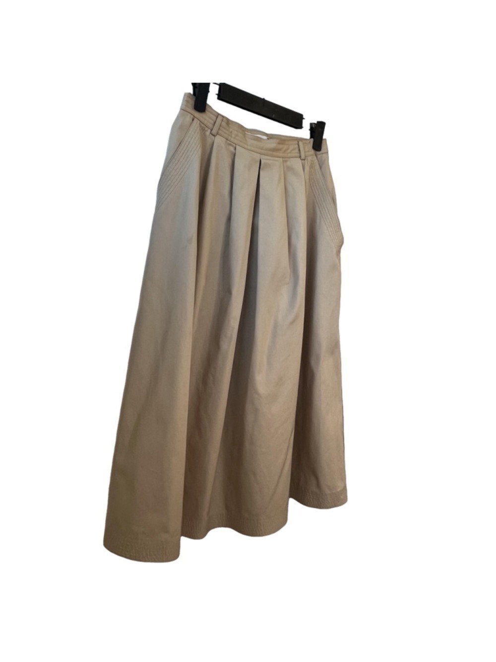 Vintage 1980s Barry Bricken Tan Khaki A-Line Midi Circle Skirt XS fits 26” waist - Picture 5 of 13